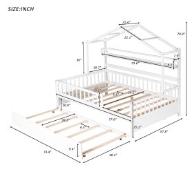 Wooden Full Size House Bed with Twin Size Trundle and Shelf 25 Wooden Full Size House Bed with Twin Size Trundle and Shelf