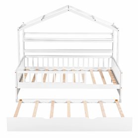 Wooden Twin Size House Bed with Trundle and Shelf 19 Wooden Twin Size House Bed with Trundle and Shelf