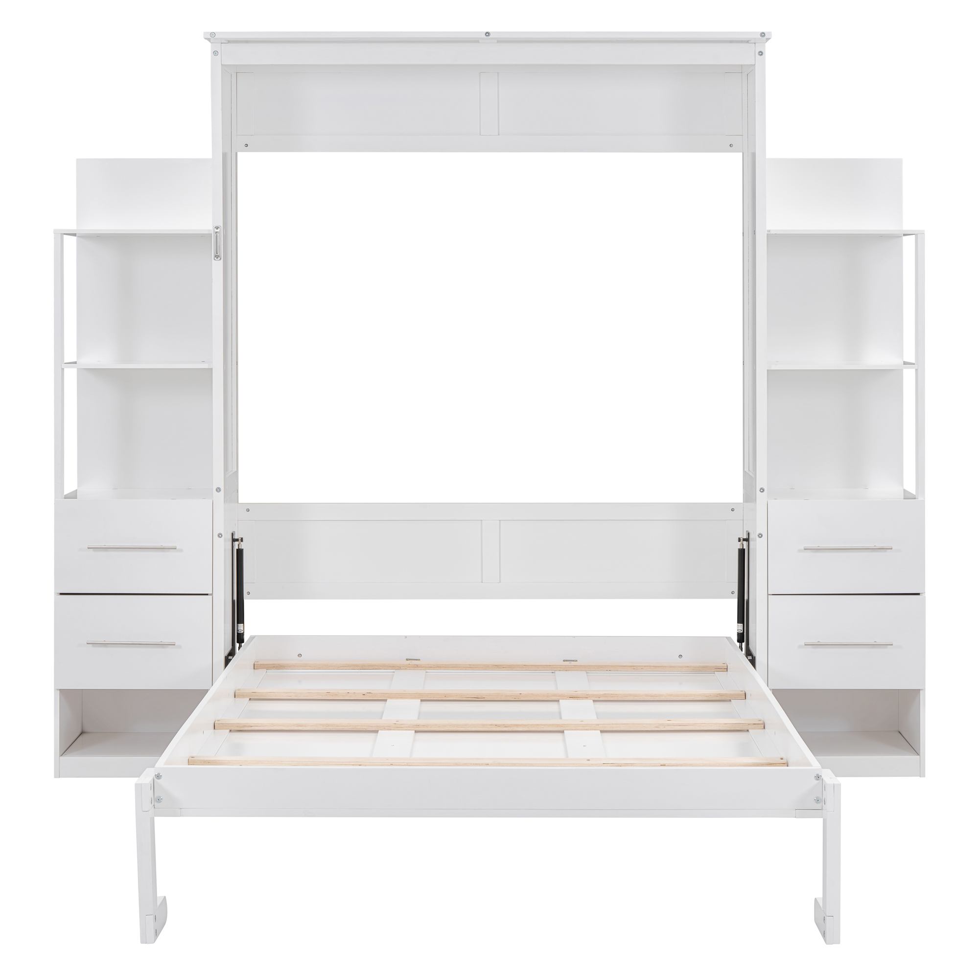 Full Size Murphy Bed Wall Bed With Shelves, Drawers And LED Lights 22 Full Size Murphy Bed Wall Bed With Shelves, Drawers And LED Lights