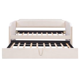 Twin Size Velvet Upholstered Daybed with Pop Up Trundle 33 Twin Size Velvet Upholstered Daybed with Pop Up Trundle