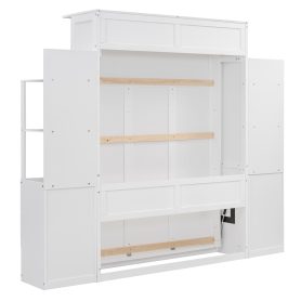 Full Size Murphy Bed Wall Bed With Shelves, Drawers And LED Lights 44 Full Size Murphy Bed Wall Bed With Shelves, Drawers And LED Lights