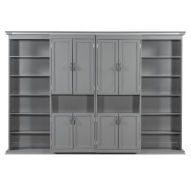 Queen Murphy Bed with Dual Sliding Storage Cabinets