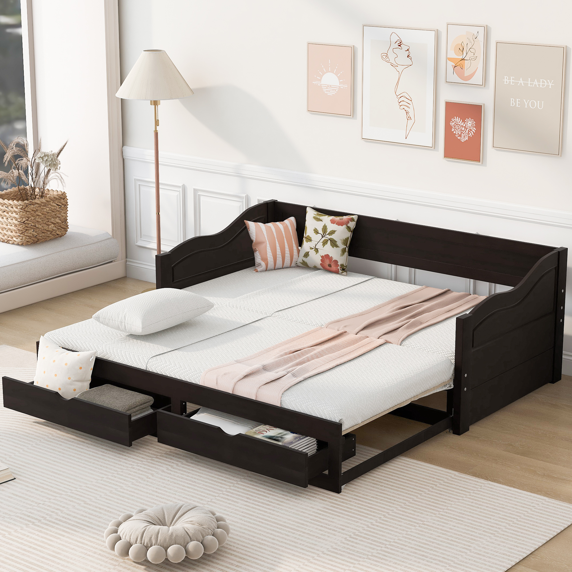 Wooden Daybed with Trundle Bed and Drawers 8 Wooden Daybed with Trundle Bed and Drawers