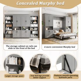 Queen Murphy Bed with Dual Sliding Storage Cabinets