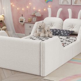 Twin Size Upholstered Platform Bed with Rabbit Cushion 28 Twin Size Upholstered Platform Bed with Rabbit Cushion