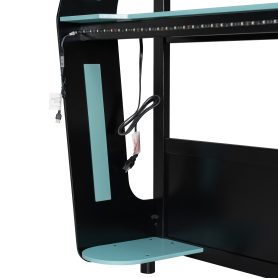 Full-Size Gaming Bunk Bed with Oversized RGB Desk, USB Charging Ports & Cable Grommet, LED Light Strip