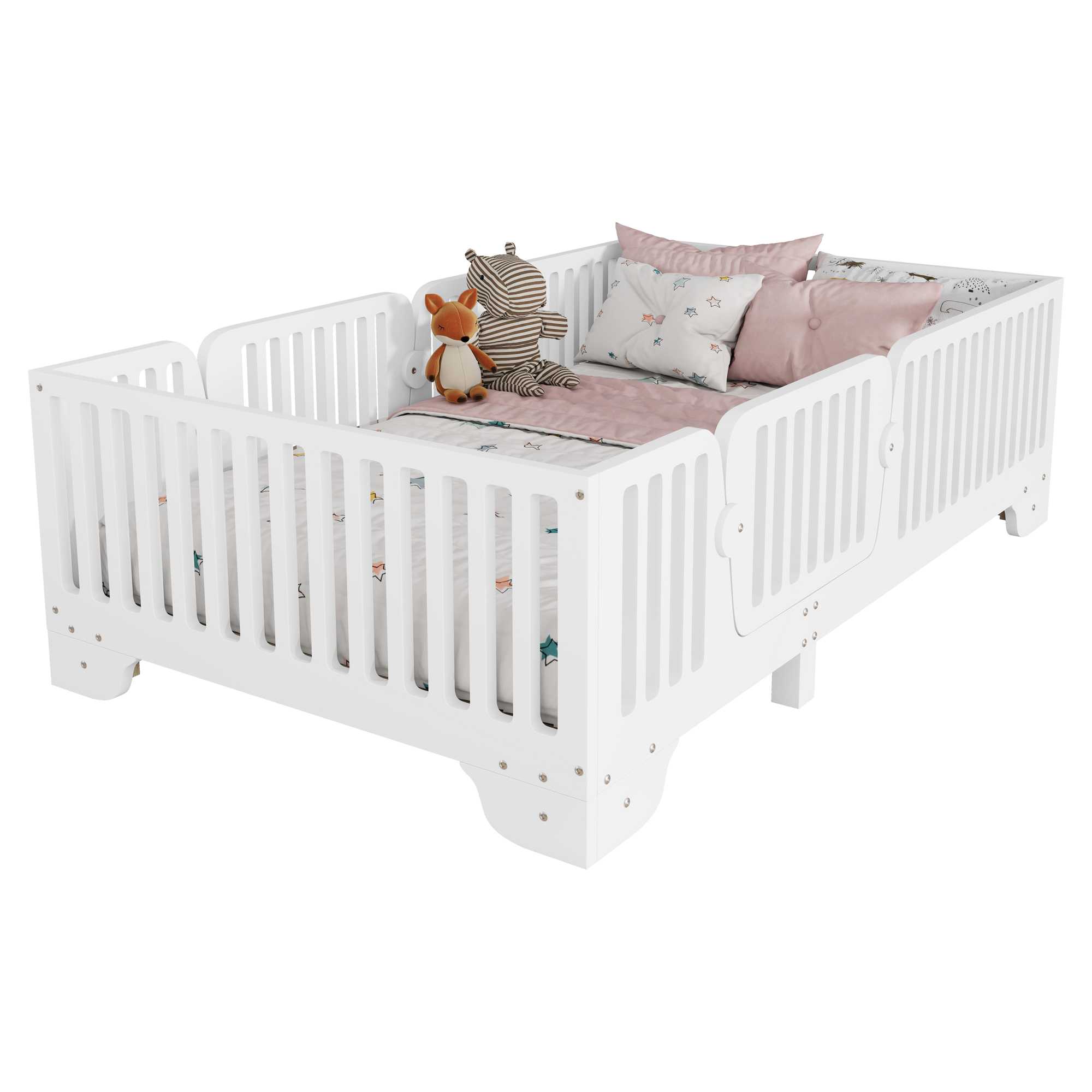 Twin Floor Bed With Slats And Fence 11 Twin Floor Bed With Slats And Fence