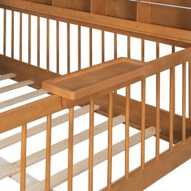 Full Size House Bed with 2 Large Drawers, Side Bookshelf with LED Strip