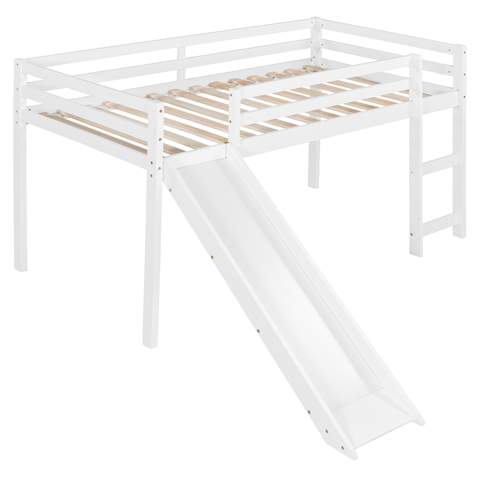 Twin Loft Bed With Slide, Multifunctional Design 9 Twin Loft Bed With Slide, Multifunctional Design