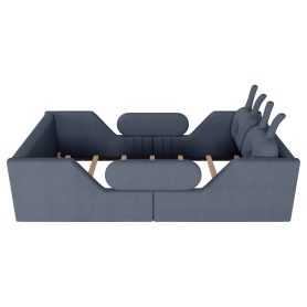 Twin Size Upholstered Platform Bed with Rabbit Cushion