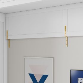 Queen Size Wood Murphy Bed With Wardrobe, Desk, Gas Struts and Charging Station