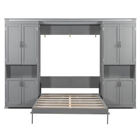 Queen Murphy Bed with Dual Sliding Storage Cabinets