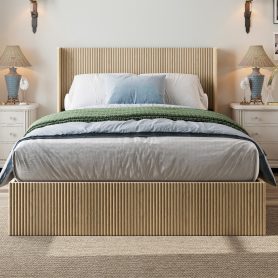 Queen Size Wooden Platform Bed Frame with Storage