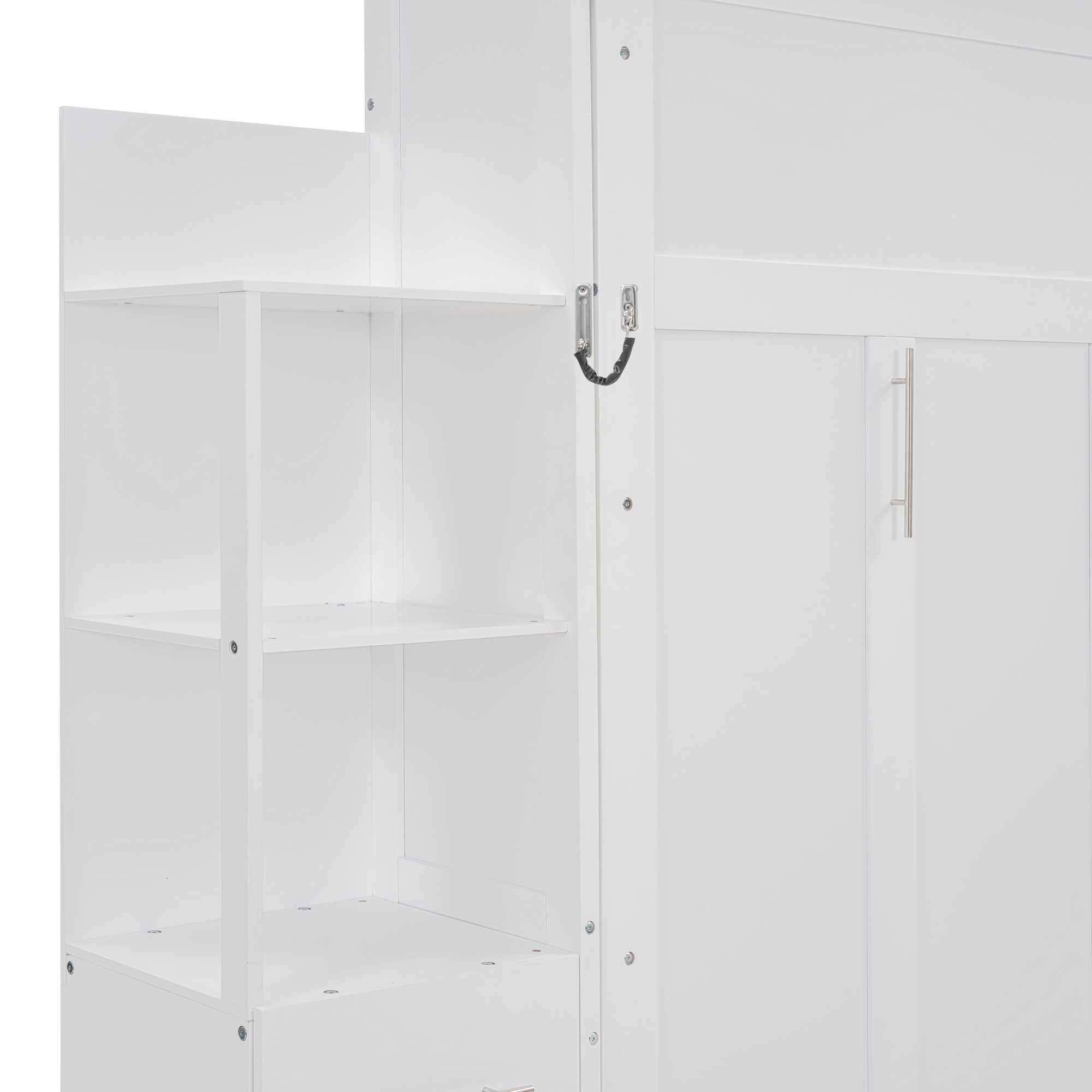 Full Size Murphy Bed Wall Bed With Shelves, Drawers And LED Lights 15 Full Size Murphy Bed Wall Bed With Shelves, Drawers And LED Lights