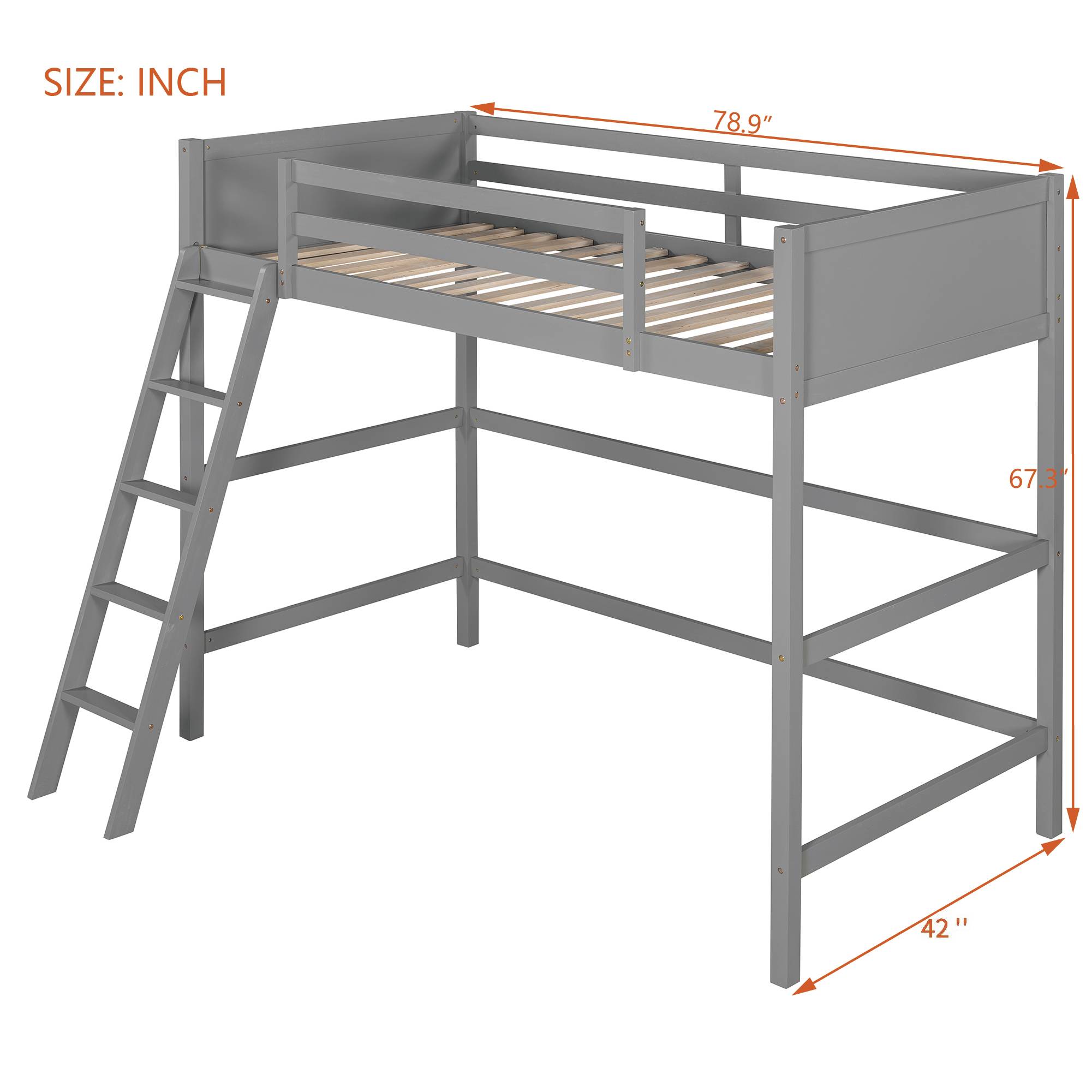 Solid Wood Twin Loft Bed with Ladder 17 Solid Wood Twin Loft Bed with Ladder