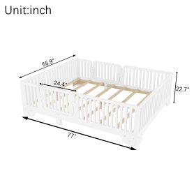 Full Floor Bed with Slats and Fence 33 Full Floor Bed with Slats and Fence