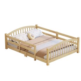 Full Montessori Floor Bed with Slats and Safety Guardrails
