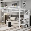 Metal Twin Xl Size Loft Bed With Stairs, Storage Shelves and Wardrobe 1 Metal Twin Xl Size Loft Bed With Stairs, Storage Shelves and Wardrobe