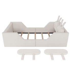 Twin Size Upholstered Platform Bed with Rabbit Cushion 23 Twin Size Upholstered Platform Bed with Rabbit Cushion