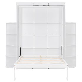 Rotating Queen Murphy Bed with Hidden Wall Cabinet, Shelves, Desk and Storage Racks