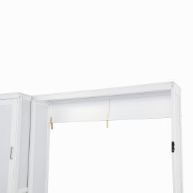 Queen Size Wood Murphy Bed With Wardrobe, Desk, Gas Struts and Charging Station