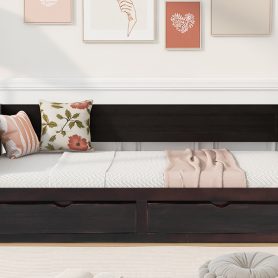 Wooden Daybed with Trundle Bed and Drawers 44 Wooden Daybed with Trundle Bed and Drawers