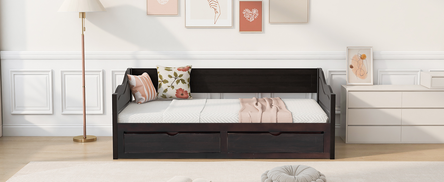 Wooden Daybed with Trundle Bed and Drawers 22 Wooden Daybed with Trundle Bed and Drawers