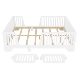 Full Floor Bed with Slats and Fence 29 Full Floor Bed with Slats and Fence