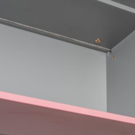 Twin Over Twin Bunk Bed With House Roof, Drawer, Staircase and LED