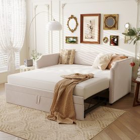 Twin Size Velvet Upholstered Daybed with Pop Up Trundle 26 Twin Size Velvet Upholstered Daybed with Pop Up Trundle