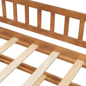 Wooden Twin Size House Bed With Twin Size Trundle