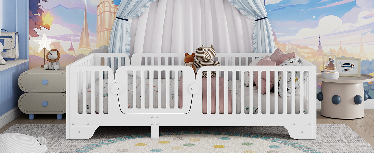 Twin Floor Bed With Slats And Fence 19 Twin Floor Bed With Slats And Fence