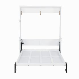 Queen Size Wood Murphy Bed With Wardrobe, Desk, Gas Struts and Charging Station