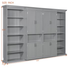 Queen Murphy Bed with Dual Sliding Storage Cabinets