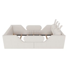 Twin Size Upholstered Platform Bed with Rabbit Cushion 21 Twin Size Upholstered Platform Bed with Rabbit Cushion