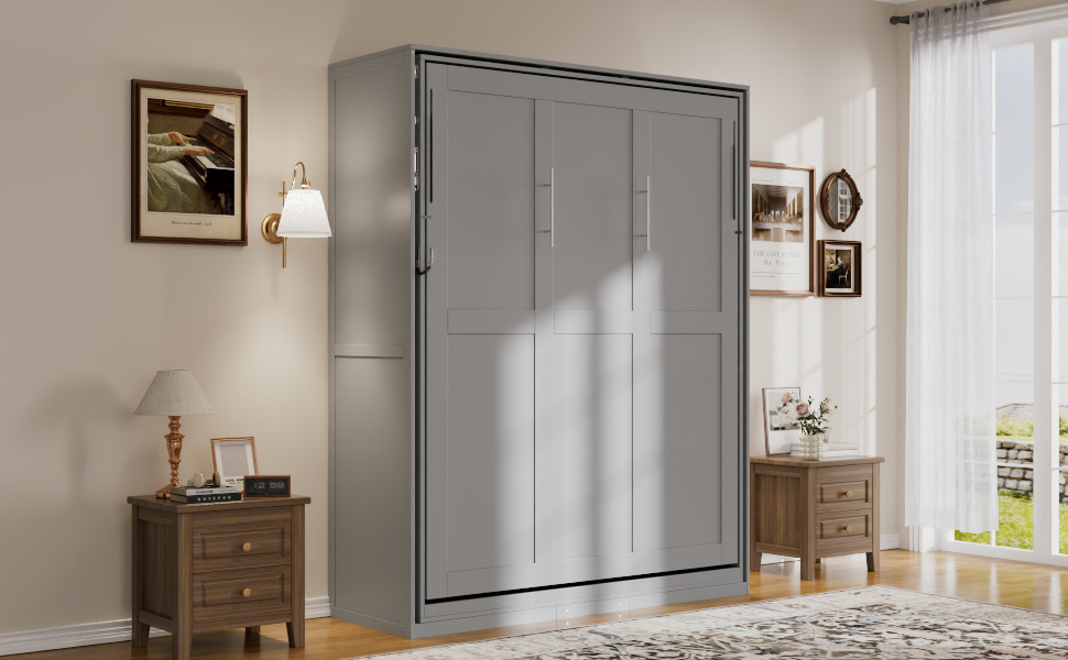 Rotating Queen Murphy Bed with Hidden Storage Racks