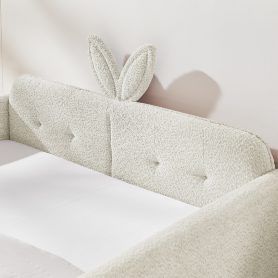 Full Size Upholstered Platform Bed with Cute Rabbit Ear Shaped Headboard