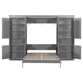 Queen Murphy Bed with Dual Sliding Storage Cabinets