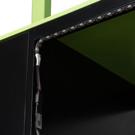 Full Size Wood Loft Bed with Desk, Ample Storage Space and Light