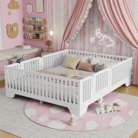 Full Floor Bed with Slats and Fence