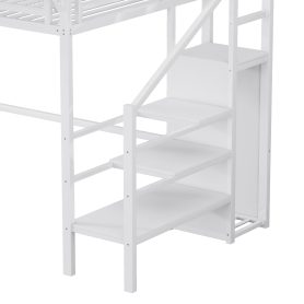Metal Twin Xl Size Loft Bed With Stairs, Storage Shelves and Wardrobe 28 Metal Twin Xl Size Loft Bed With Stairs, Storage Shelves and Wardrobe