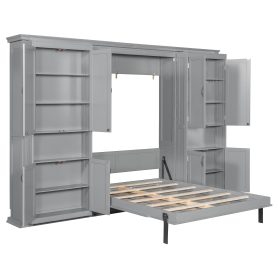 Queen Murphy Bed with Dual Sliding Storage Cabinets