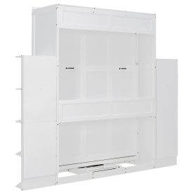 Rotating Queen Murphy Bed with Hidden Wall Cabinet, Shelves, Desk and Storage Racks