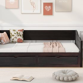 Wooden Daybed with Trundle Bed and Drawers 43 Wooden Daybed with Trundle Bed and Drawers