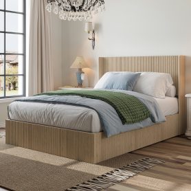 Queen Size Wooden Platform Bed Frame with Storage