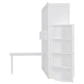 Rotating Queen Murphy Bed with Hidden Wall Cabinet, Shelves, Desk and Storage Racks