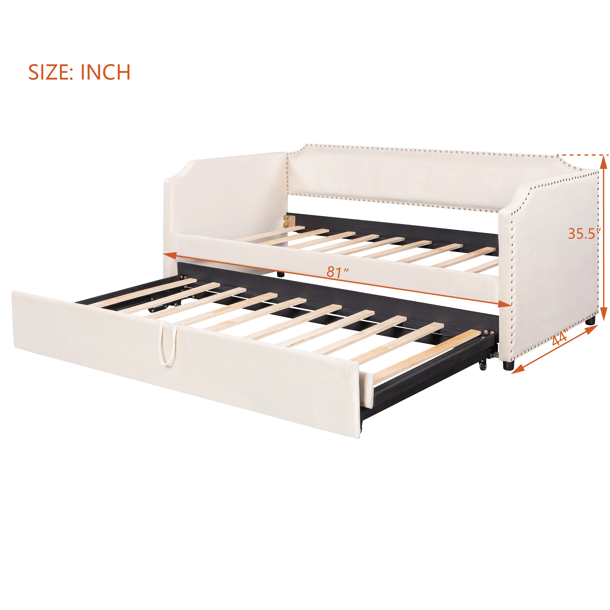 Twin Size Velvet Upholstered Daybed with Pop Up Trundle 13 Twin Size Velvet Upholstered Daybed with Pop Up Trundle