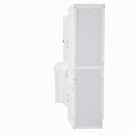 Queen Size Wood Murphy Bed With Wardrobe, Desk, Gas Struts and Charging Station