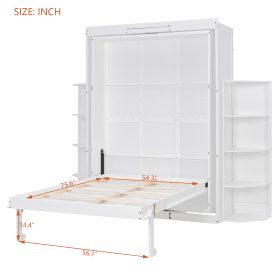 Rotating Queen Murphy Bed with Hidden Wall Cabinet, Shelves, Desk and Storage Racks