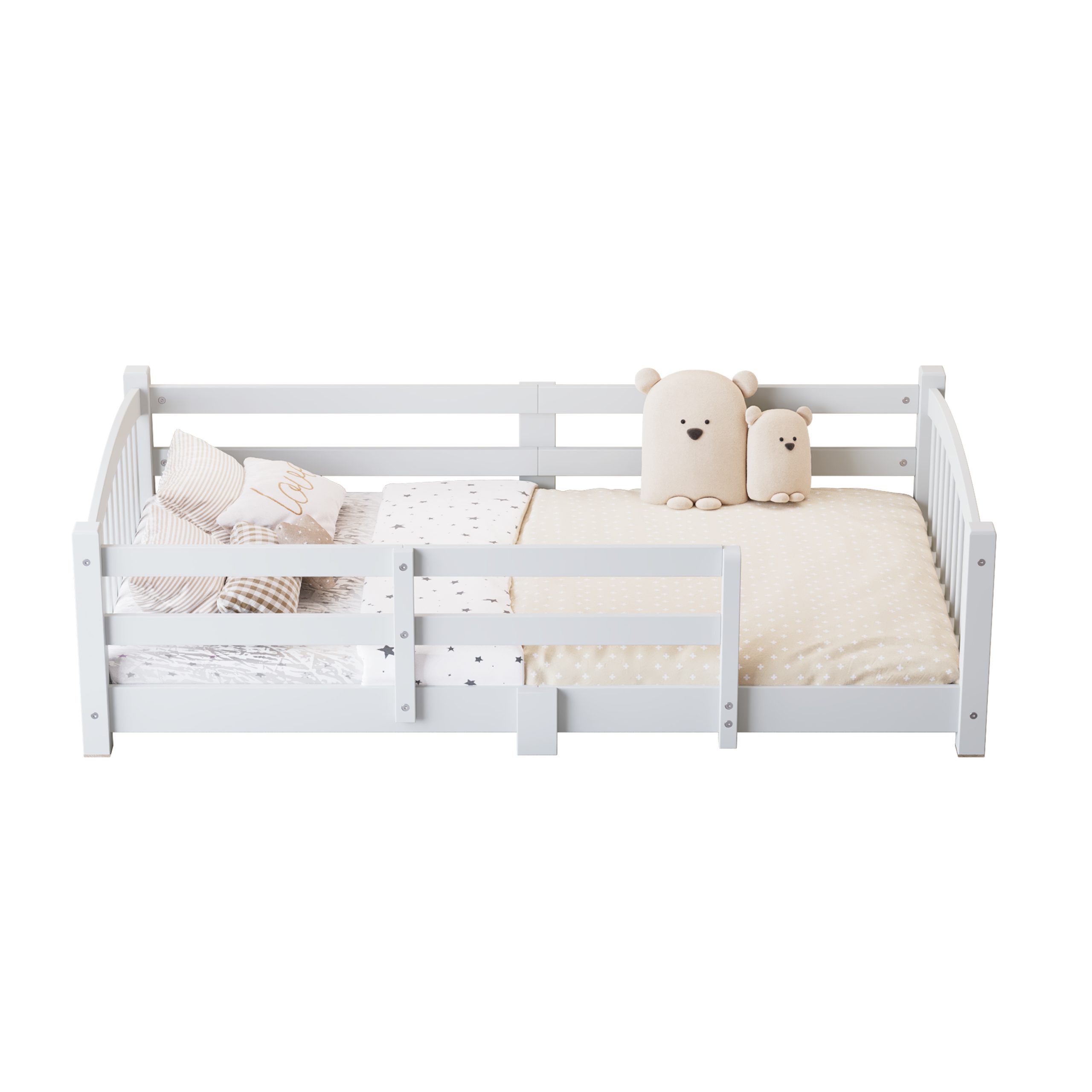 Twin Montessori Floor Bed with Slats and Safety Guardrails 9 Twin Montessori Floor Bed with Slats and Safety Guardrails